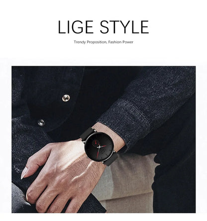 LIGE LG10006 40mm Modische, schlichte Armbanduhr für Damen und Herren, analoges Quarzwerk, wasserdicht, Silikon, Sportuhr