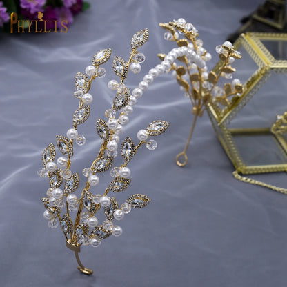 A115 Sparkling Wedding Tiara Zircon Hair Band Hair Accessories Crystal Bridal Headwear Pearl Head Hoop Beaded Bridal Hair Piece
