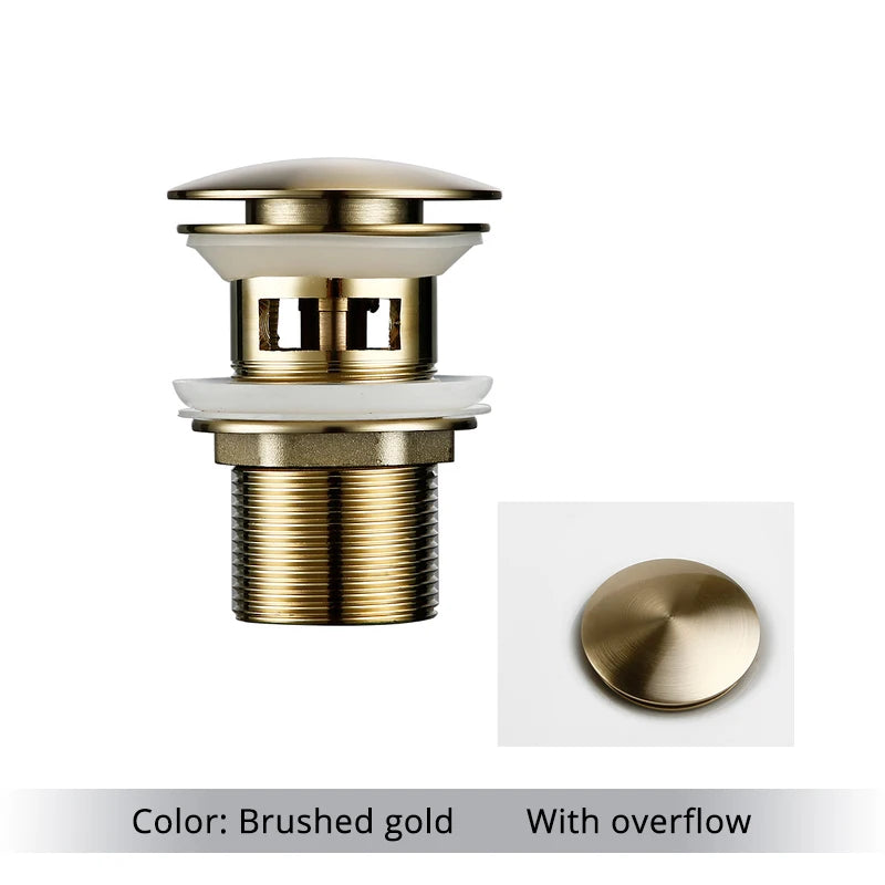 Pop up Drain Button Bathroom Sink Plug Black Gold Rose Siphon Waste Stopper Wash Basin Faucet Accessory for Kitchen Or Bath