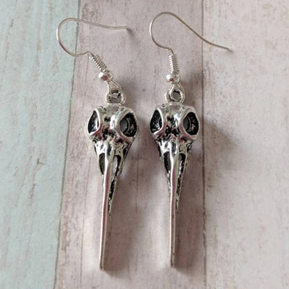 Bird Skull Earrings, Gothic Jewelry, Gifts for Her, for Him, Goth Earrings, Punk Earrings, Bird Earrings