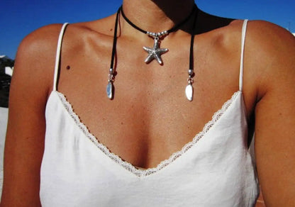 Boho Necklace Leather Cord Necklace Long Necklace Boho