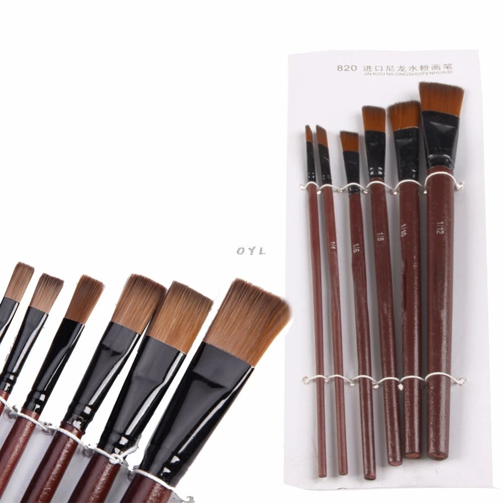 1 Set/6 Pcs Artists Brushes Nylon Acrylic Oil Paint Brushes For Artist Supplies Watercolor Set Painting Supplies