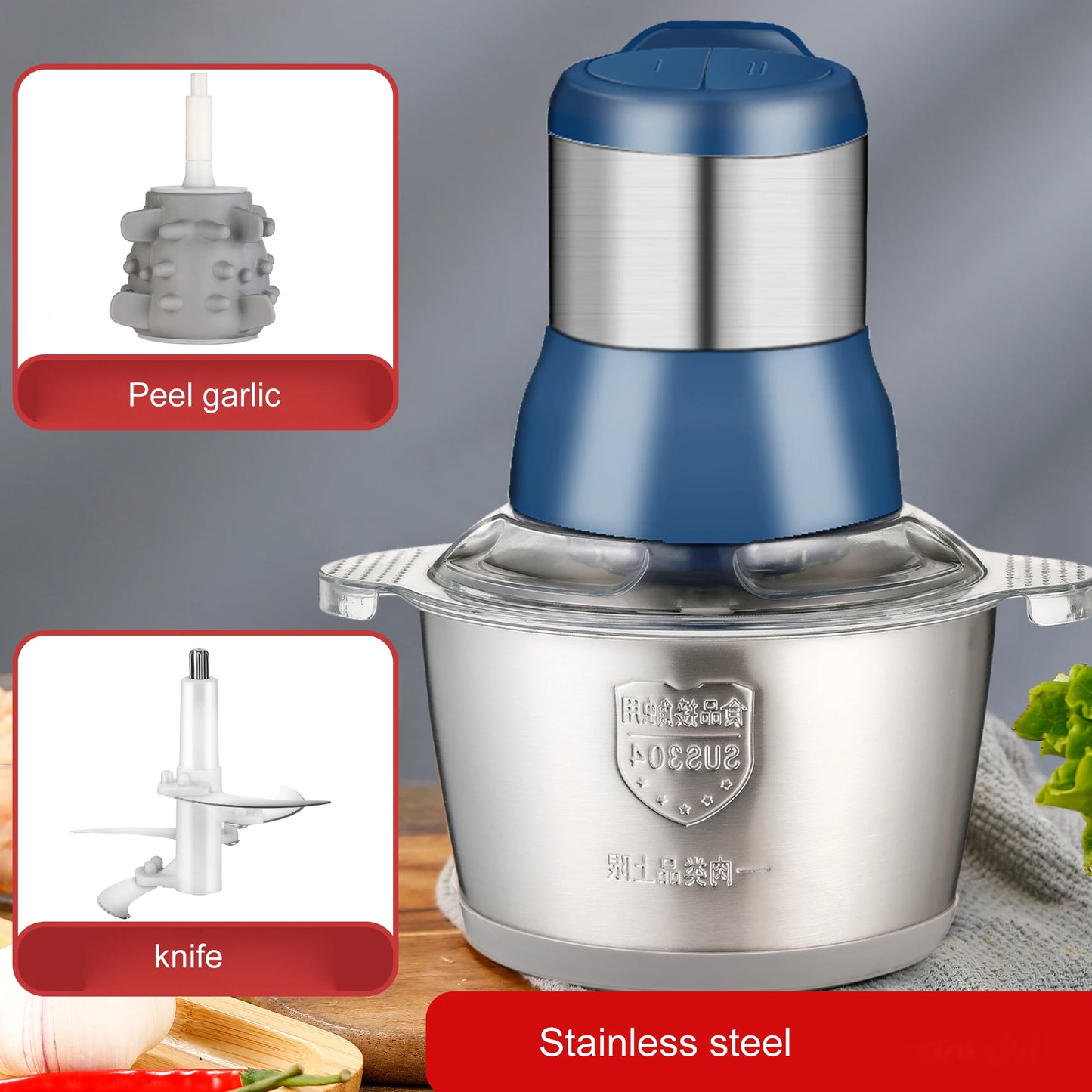 Multfunctional Garlic Peeler Household Electric Meat Grinder Garlic Shredder  Fruit and Vegetable Chopper Kitchen Tool