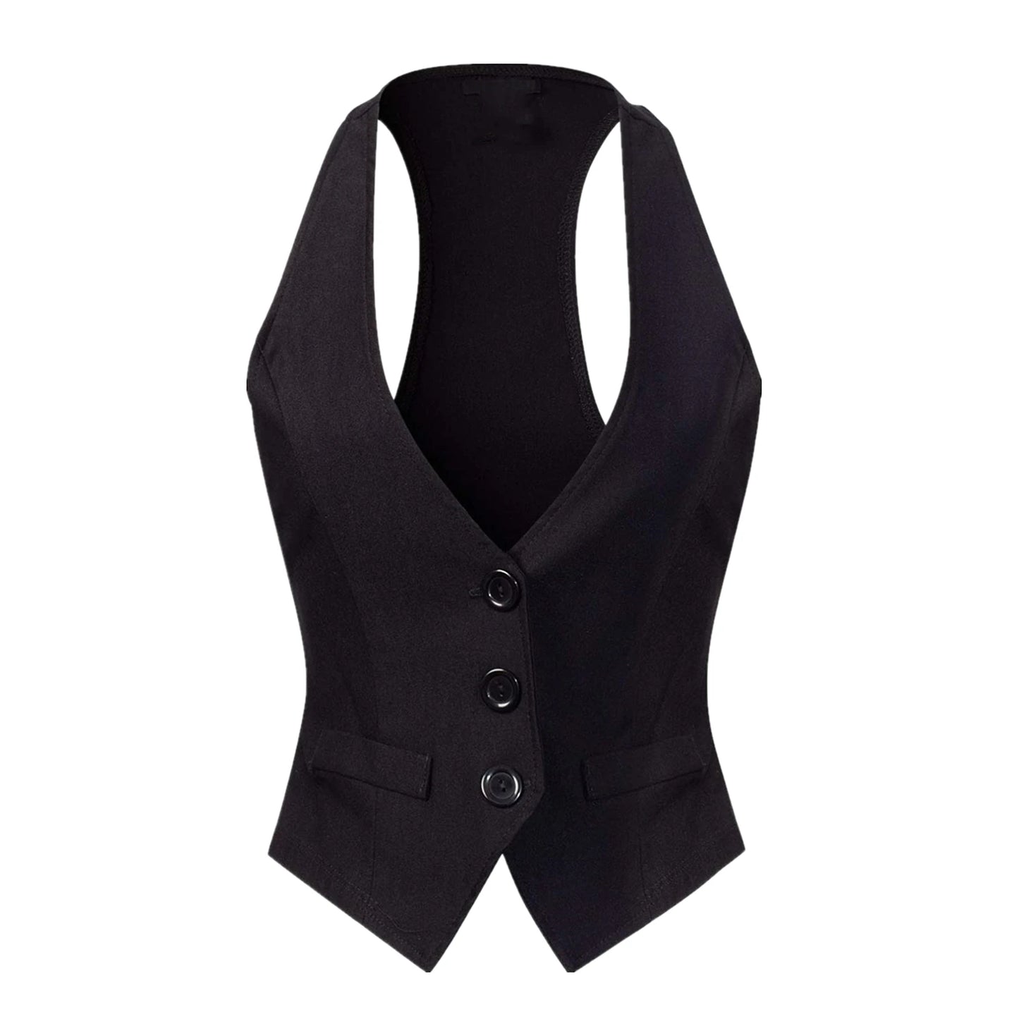 Plus Size S-2XL Black Women's Vest Work Wear Slim Short Vest Femme 2021 New Spring Waistcoat Office Lady Sleeveless Jacket