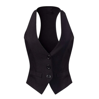Plus Size S-2XL Black Women's Vest Work Wear Slim Short Vest Femme 2021 New Spring Waistcoat Office Lady Sleeveless Jacket