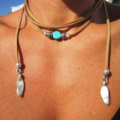 Boho Necklace Leather Cord Necklace Long Necklace Boho