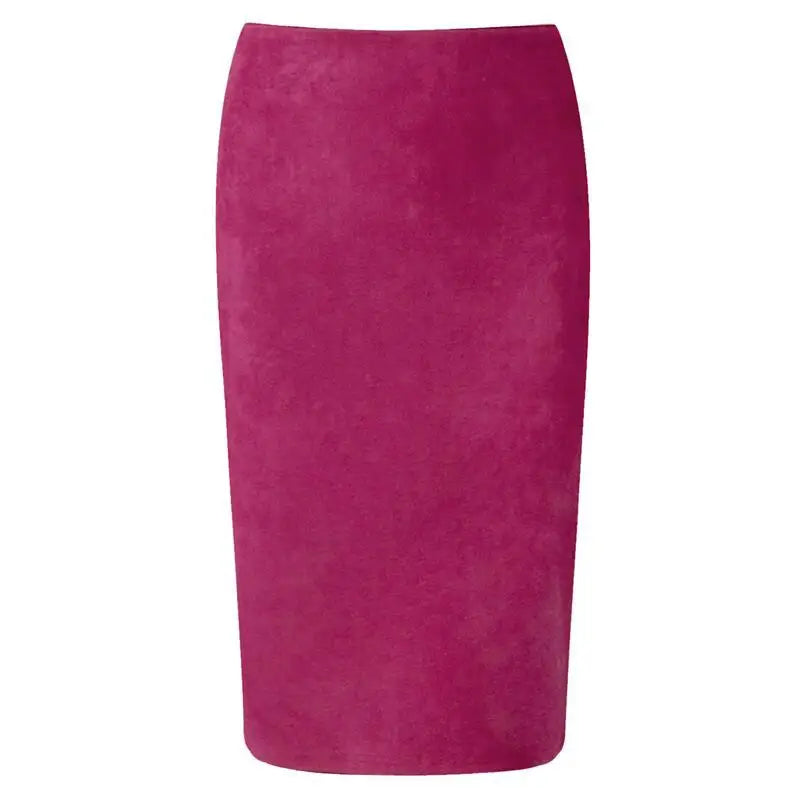 NEW Autumn Summer Women Suede Midi Pencil Skirt High Waist Gray green  XXL Sexy Style Stretch Wrap Ladies Office Work