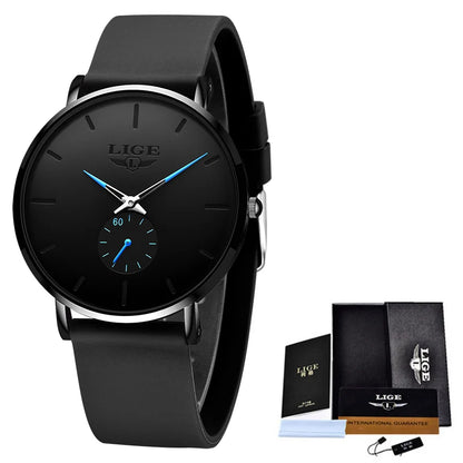 Montre LIGE LG10006 40 mm, élégante et minimaliste, pour homme et femme, analogique, à quartz, étanche, en silicone, idéale pour le sport.