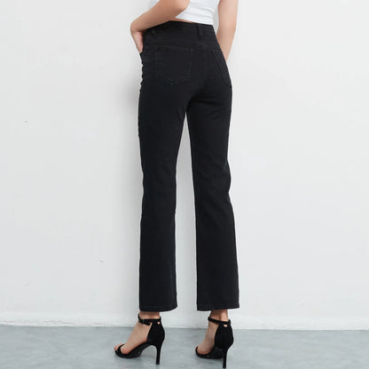 ZHISILAO New Straight High Waist Jeans Women Vintage Black Stretch Loose Long Denim Pants Streetwear Ladies trouser 2021