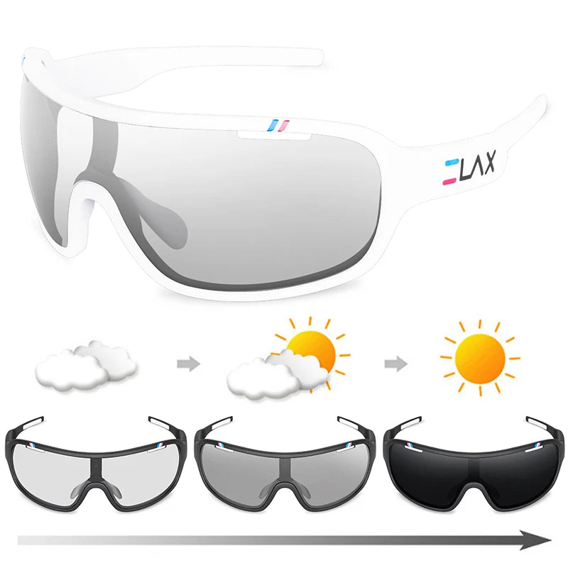ELAX BRAND Polarized Photochromic UV400 Outdoor Road Cycling Eyewear Sports Cycling Sunglasses Men Women Bike Bicycle Glasses