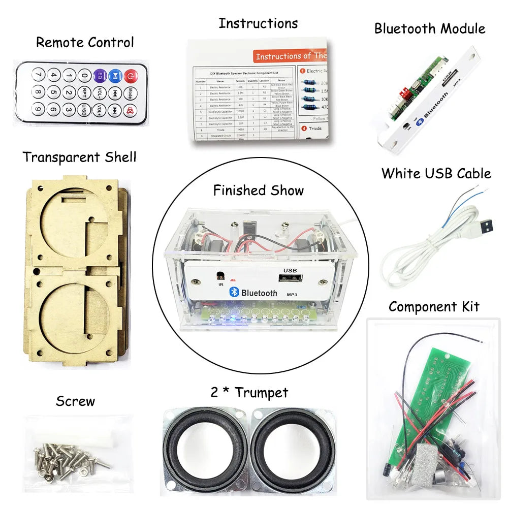 DIY Bluetooth Speaker Kit Electronics DIY Soldering Project Practice Solder Assembly DIY Electronic Kit Component 2*3W Speakers