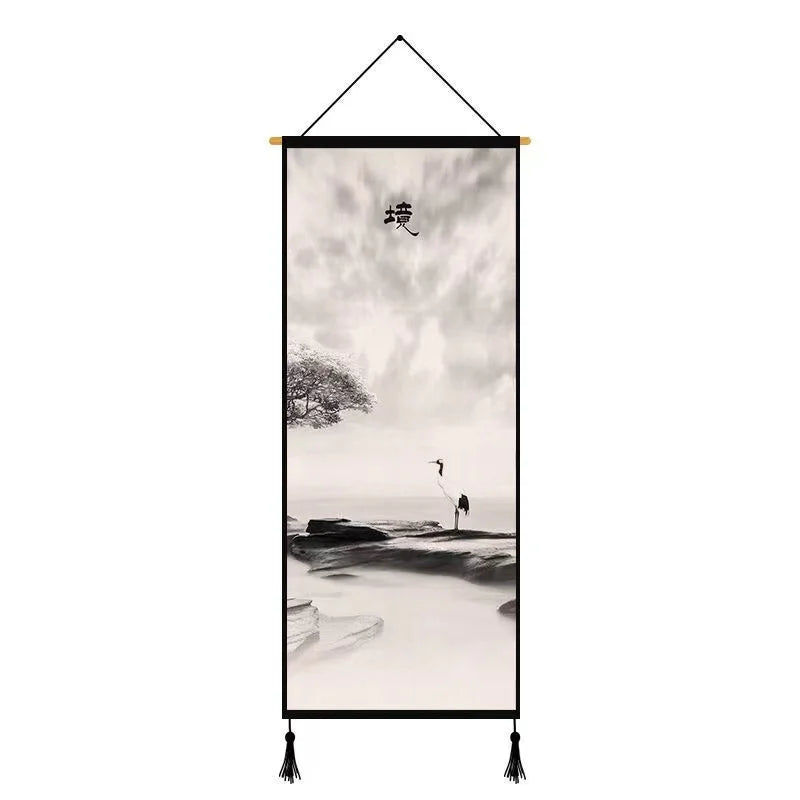 Chinese Landscape Decorative Painting Living Room Tapestry Wall Art Home Decor Canvas Poster Background Scroll Wall Paintings