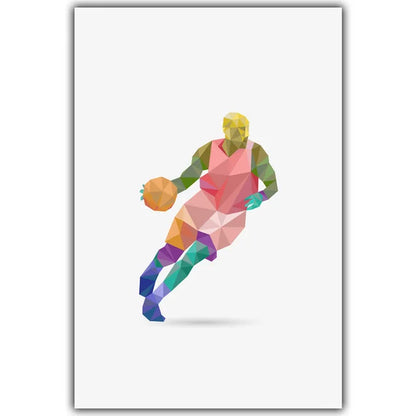 Decorative Canvas Painting Poster Geometric Athlete Wall Art Picture Home Decor