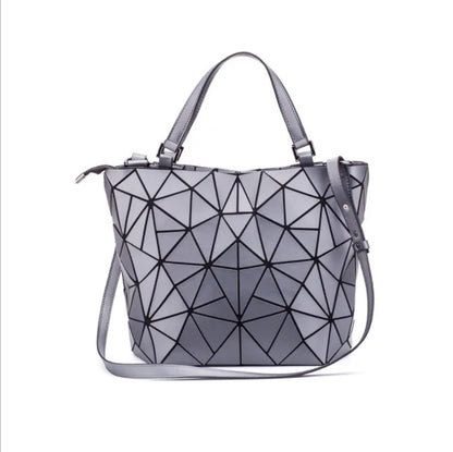 Luminous Reflective Bag Geometric Tote Folding Shoulder Bags for Women 2024 Plain Folding Handbags Sac a Main Female Bolsas
