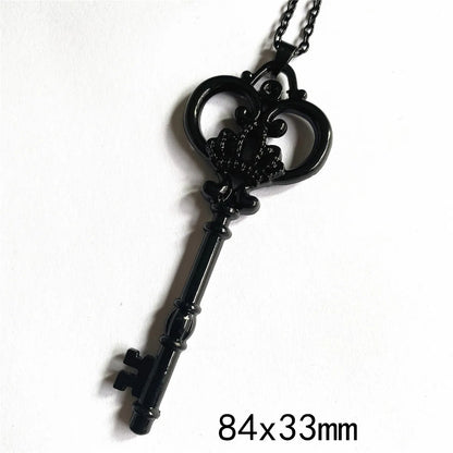 Key Necklace - Black Copper Antique Vintage Key Necklace - Key Necklace