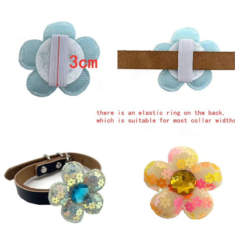 50pcs Pet Products Pet Dog Collar Decoration Accessories Small Dog Bowties Collar Accessories Small Dog Cat Puppy Collar Charms