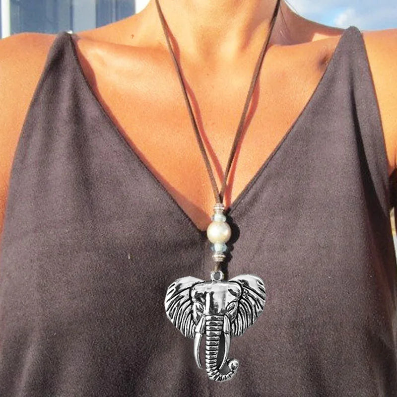 Boho Necklace Leather Cord Necklace Long Necklace Boho