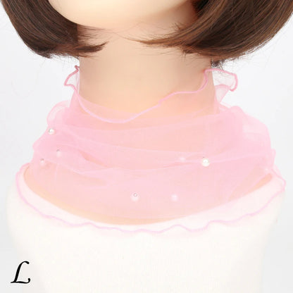 Spring Summer Chiffon Neck Collar Scarf Women Head Thin Sunscreen Variety Small Silk Anti-UV Scarf Mask Multi-Function Scarf
