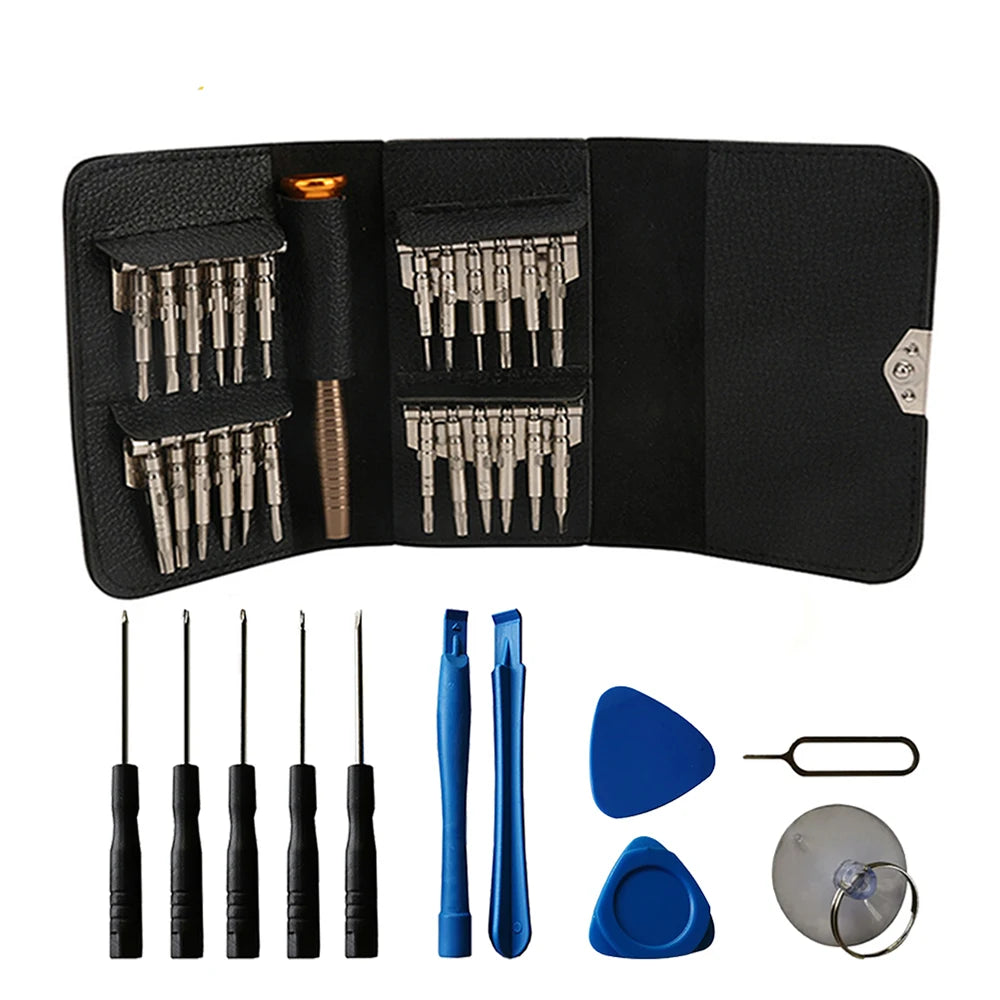 Screwdriver Set 25 in 1 Torx Screwdrivers Leather Case Opening Repair Tools Set For iPhone Cellphone Watch Tablets PC Hand Tools