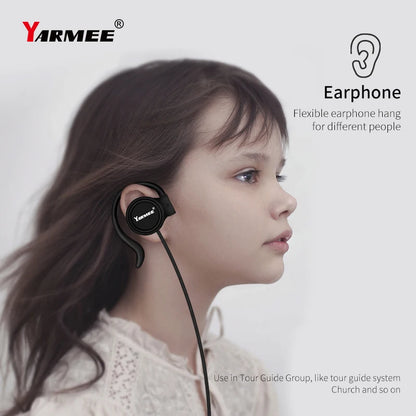 YARMEE Professional Headphones 3.5mm Plug Jack Wired Single Earphone Ear Hanging Suitable Monitoring Radio Tour Guide System