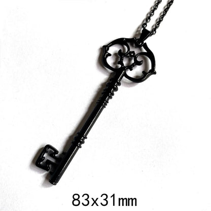 Key Necklace - Black Copper Antique Vintage Key Necklace - Key Necklace