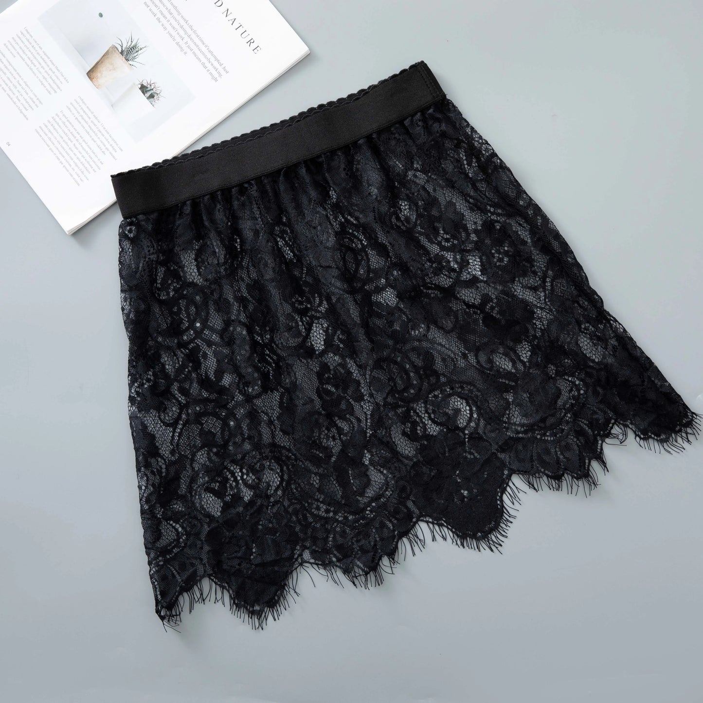 Shirt Extender Women Sexy Mesh Lace Transparent Mini Tulle Skirt Underskirt Korean Ladies High Waist Black White Short Skirt