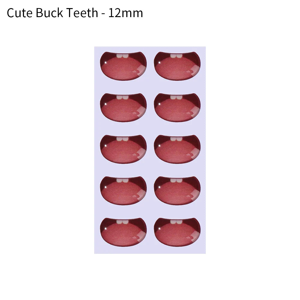 10pcs Cute Cartoon Mouth Stickers DIY Toys Doll Mouth Accessories Glass Crystal Anime Figurine Doll Face Organ Paster Decals