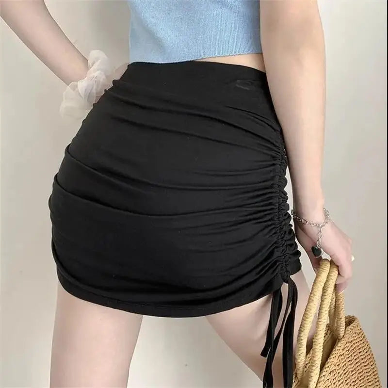 Skirts Female Harajuku Summer Autumn Period Ladies Thread Side Draw String Elastic Sexy Mini Skirts Womens Chic