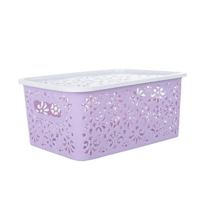 Storage Plastic Basket Baskets Box Bins Stackable Kitchen Hollow Organizer Drawer Out Shelf Desktop Lid Adjustable Coloured