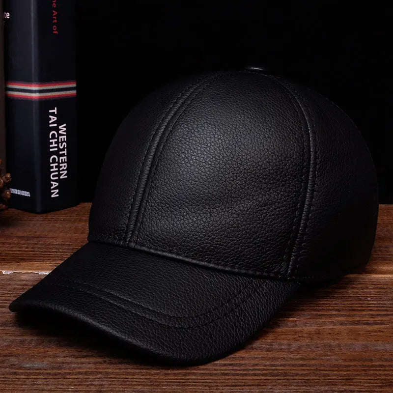 HL130 2021 Men's Genuine Leather Baseball Cap Hat Brand New Style Spring Brand New Style Winter Russian Warm One Fur Caps Hats