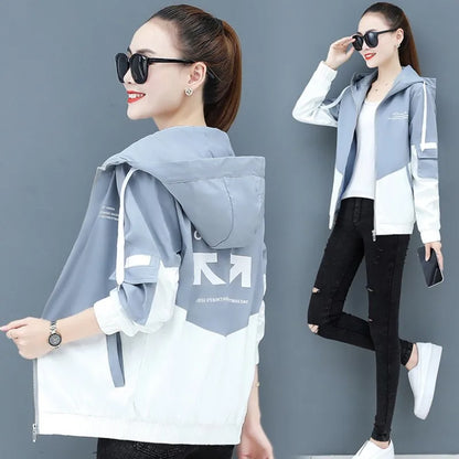 2022 New Autumn Women's Jackets Causal Hooded Windbreaker Famale Basic Coat Zipper Lightweight Jacket Outwear