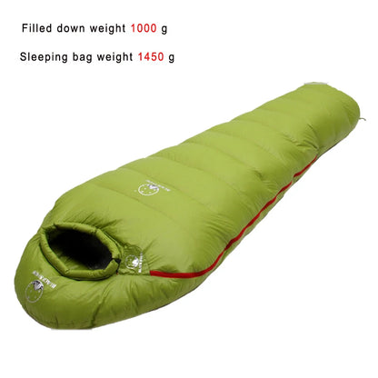 Black Snow Warm White Goose Down Filled Adults Mummy Style Sleeping Bags Fit for Winter Thermal 4 Kinds Thickness Camping Travel