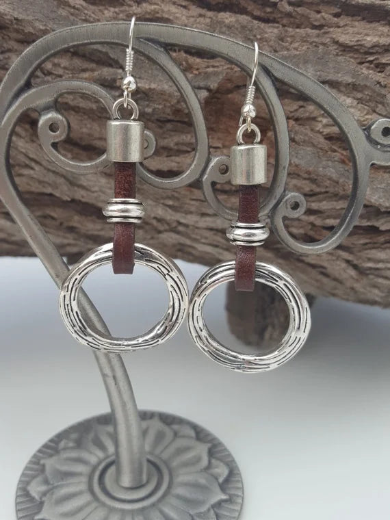 Leather Earrings  Metal Earrings Drop Earrings 2020