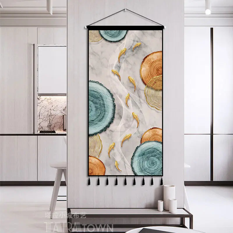 Tapestry decoration painting living room entrance porch new Chinese background cloth wall decoration hanging cloth wall decor