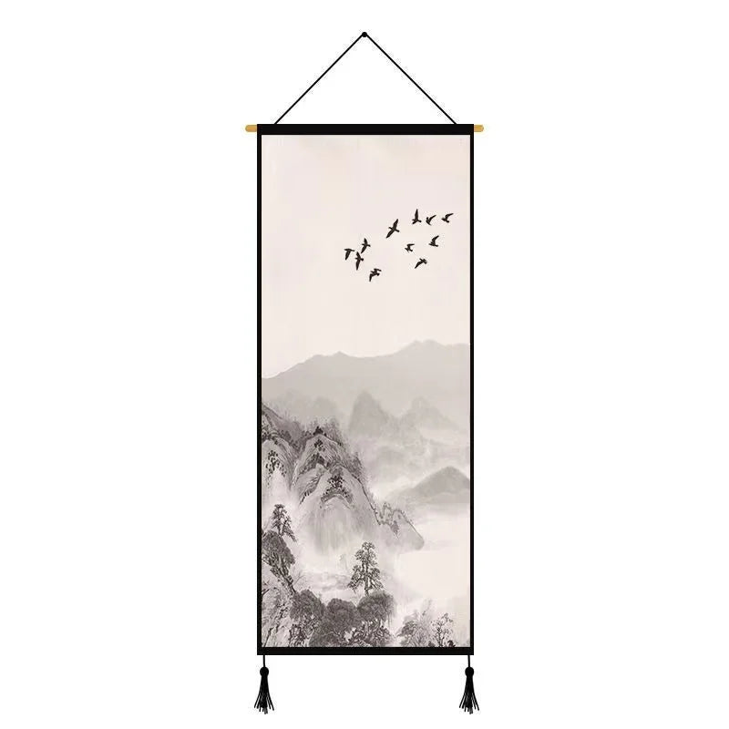 Chinese Landscape Decorative Painting Living Room Tapestry Wall Art Home Decor Canvas Poster Background Scroll Wall Paintings