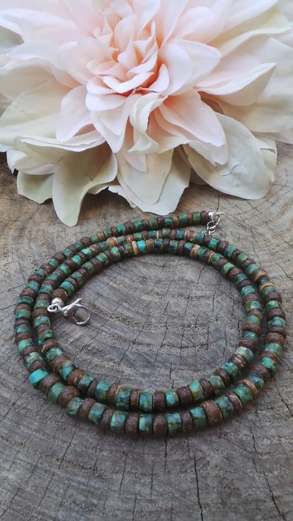 African Necklace Beaded necklace lava stone diffuser necklace Surfer necklace Mens coconut necklace