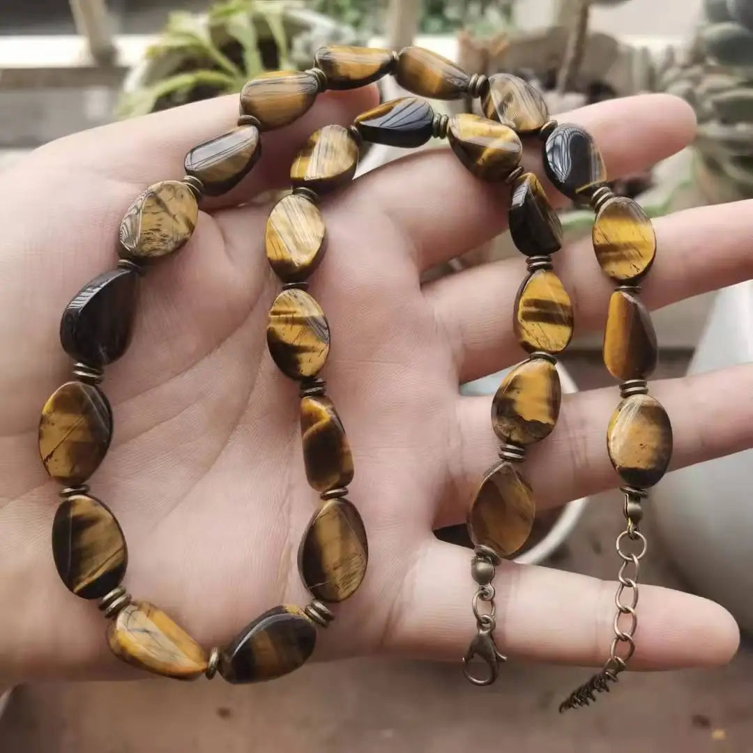 Mens Tribal Necklace, Mens Surf Necklace, Mens Boho Necklace Mens Necklace, Tiger's Eye Black Onyx Mens Necklace