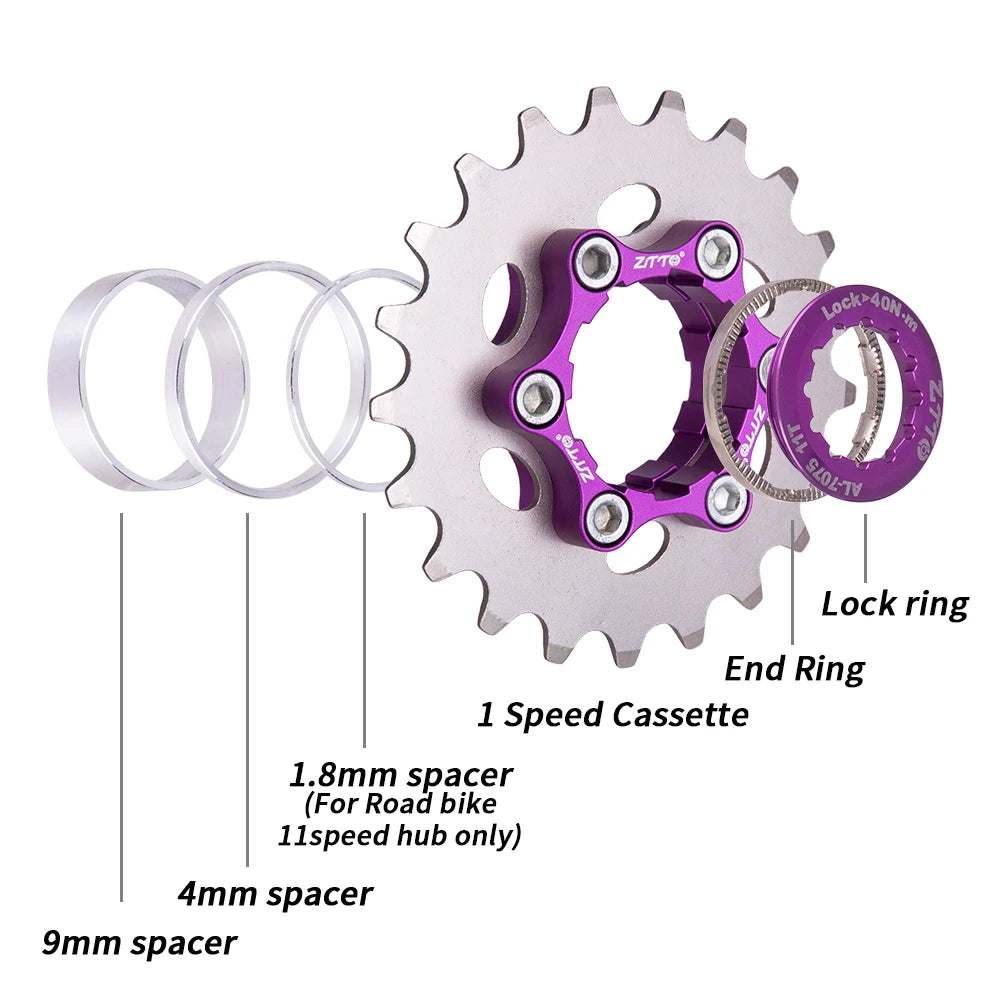ZTTO MTB Single Speed Cassette One Speed Cog 1Speed Gear Fixed 16T 17T 18T 19T 20T 21T 22T 23T HG Freewheel K7 Bicycle Sprocket