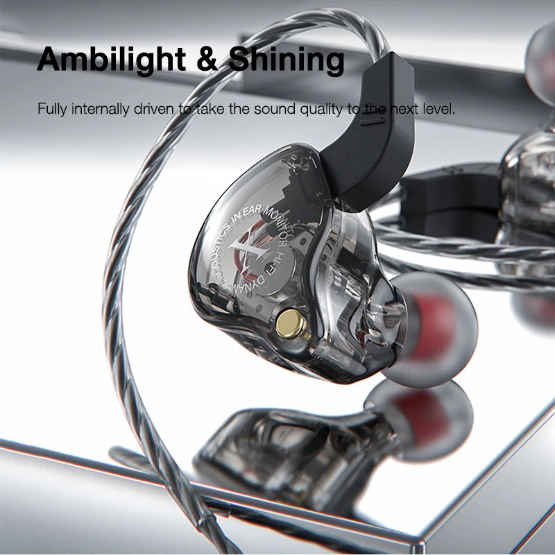 EARDECO Transparent Mobile Wired Headphones Bass for Phone Earphone In Ear Headphone Headset with Mic Earbuds Noise Cancelling