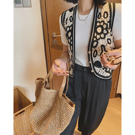 2022 Oem Woman Spring Summer Superimposed Knit Sweaters Vests Y2k Waistcoat Sleeveless Clothes New Vintage Crop Tops Cardigan