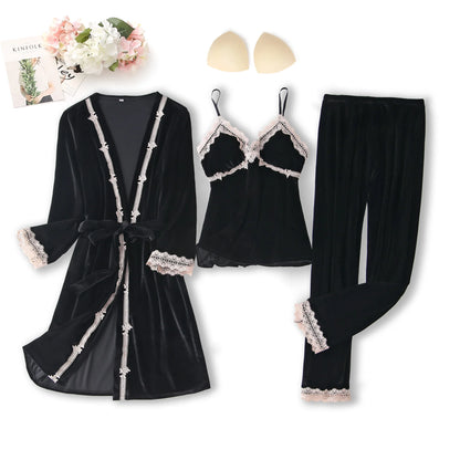 Chinese Style Female Velour Robe Gown Classic Burgundy Sleepwear Nighty Set Lace Patchwork Nightwear Bathrobe Sexy Negligee