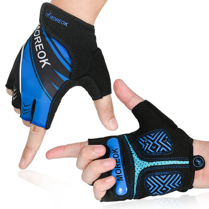 MOREOK Cycling Gloves Half Finger Bike Gloves 5MM Pads Bicycle Gloves Shock-Absorbing Mountain Bike Gloves Anti-slip MTB Gloves