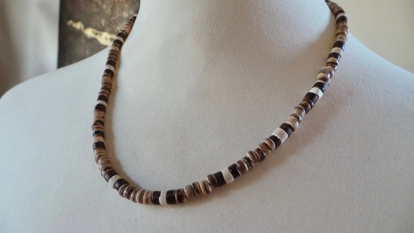 African Necklace Beaded necklace lava stone diffuser necklace Surfer necklace Mens coconut necklace