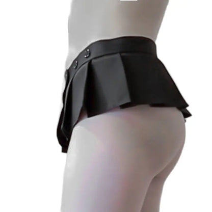 Sexy Mini Skirt A-Line Pleated Skirt Low Rise Ruffled Super Short Skirt Night Club Stage Wear Adjustable Showing Cute Buttock
