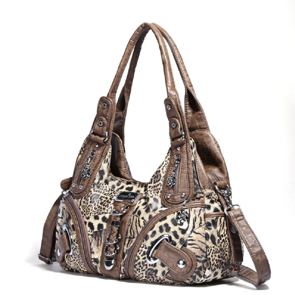 Angel Kiss Women Handbags Leopard Bag Top-handle Handbag Fashion Satchel Dumpling Pack Shoulder Bag Tote Bag Hobos Large Purse