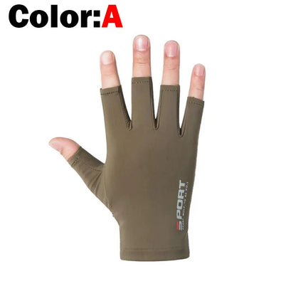 1pair Fishing Gloves Men And Women Half Fingers Ice silk Gloves Outdoor Gloves Summer Sunscreen Non-slip Gloves Sunscreen Gloves