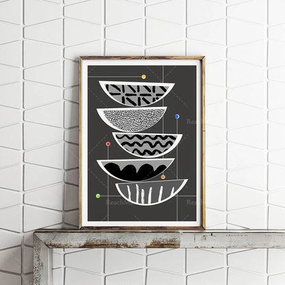 Wall Art Light Gray White Black Red Wall Decoration | Scandi Poster Gallery Wall Minimal Artwork