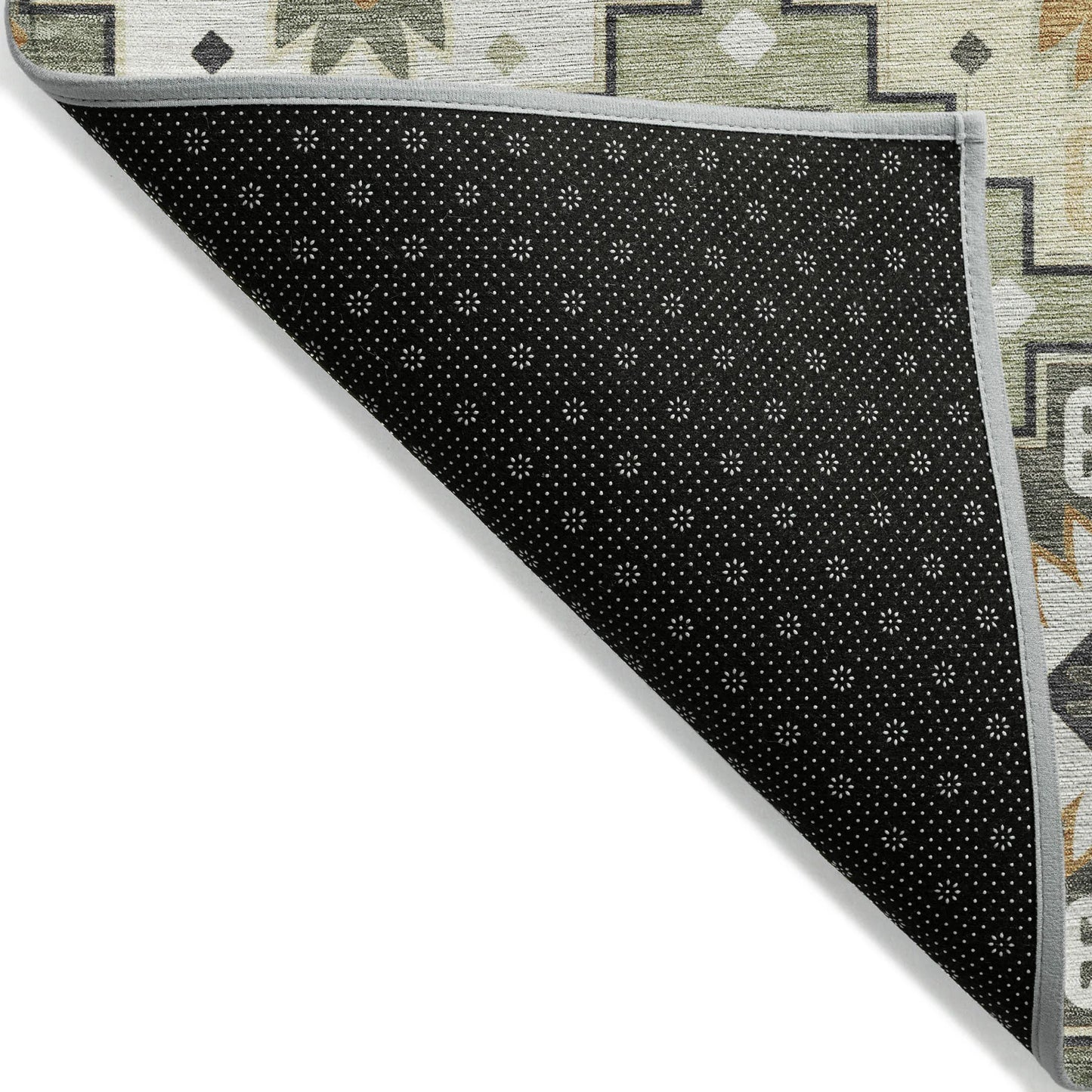 HMS 8' X 10' Southwestern Indoor Outdoor Area Rug Fern Green Gold and Charcoal Washable