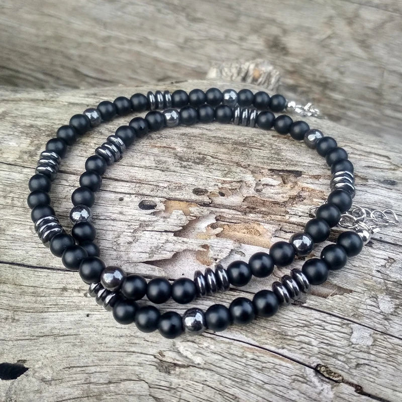 Mens Tribal Necklace, Mens Surf Necklace, Mens Boho Necklace Mens Necklace, Tiger's Eye Black Onyx Mens Necklace
