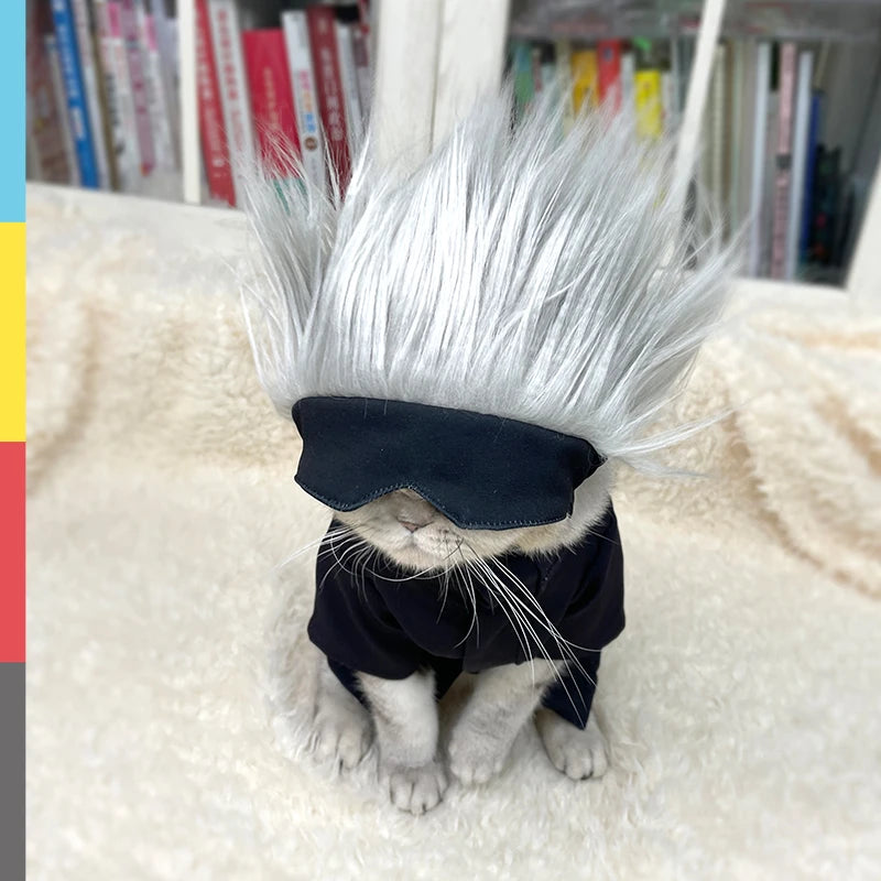 Pet Clothes Anime Gojo Satoru Cosplay Costume Cat Suit Jumpsuit Hat Dog Cosplay Outfits Custom Made